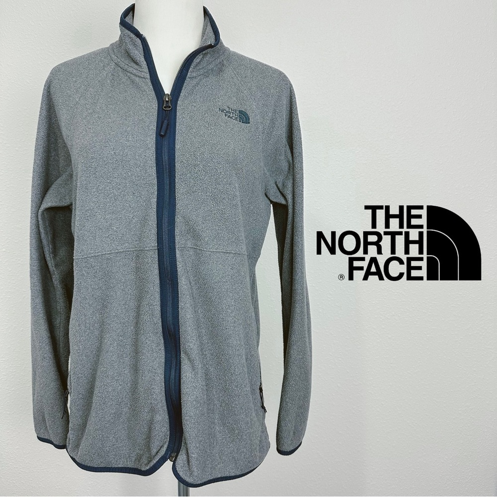 The North Face TKA‎ Glacier Full Zip Fleece Jacket Grey Navy Womens Med NF0A3SWZ